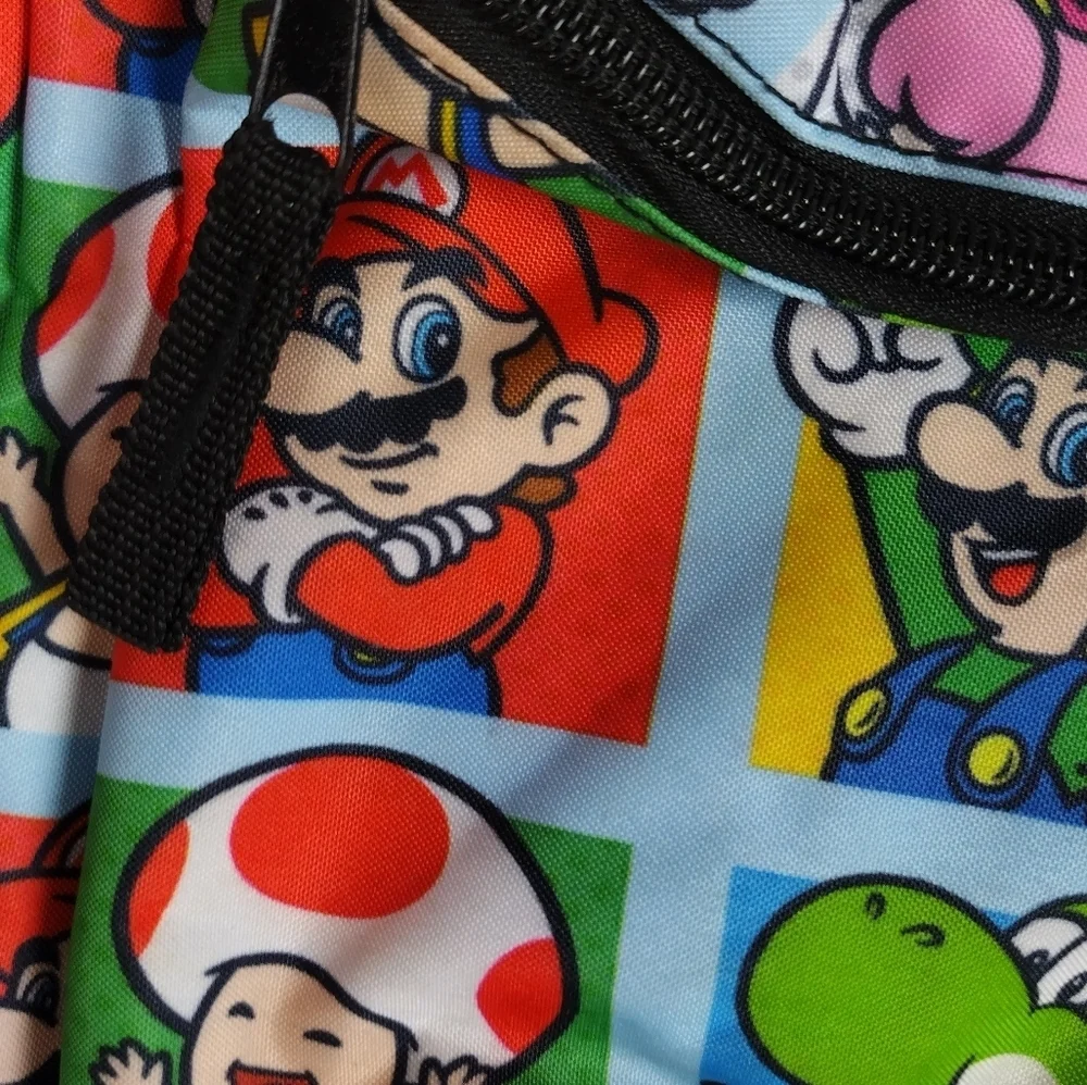 Nintendo Super Mario Bros Backpack 17” All over Character Print Luigi Toad